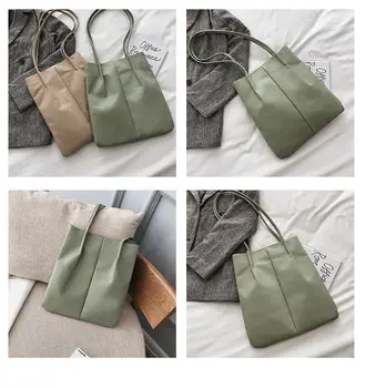 Didelės talpos krepšiai, moteriški krepšiai naujas paprastas pu odos pečių maišą rankinės ponios krepšiai kibirą krepšiai