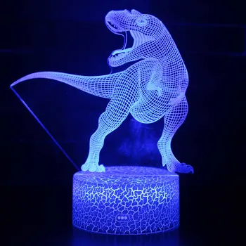 Dinozaurai 3D LED Iliuzija Žibintas 3D Optinė Iliuzija Šviesos 7 spalvų Įvairiaspalvis USB Namų Puošybai Spalva Permainingi Lempos berniukams