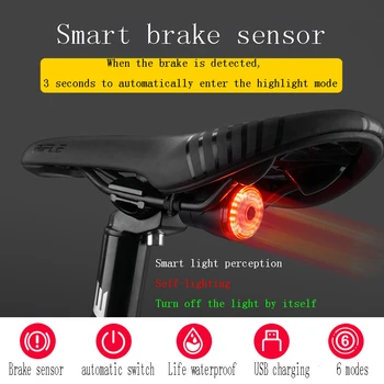 Dviračių Smart stabdžių šviesos jutiklis Dviračių Šviesos Smart Jutiklio Signalas, Šviesos, Stabdžių Uodega USB echargeable Už MTB Kelių Dviratį suite