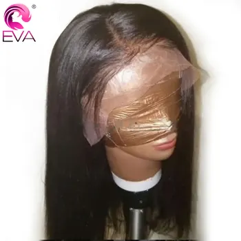 Eva Yaki Tiesiai Žmogaus Plaukų Perukai Už juodaodžių Moterų 13x6 Nėriniai Priekiniai Žmogaus Plaukų Perukai Prieš Nupeštos Glueless Nėrinių Priekinės Perukas Remy Perukas