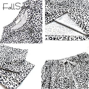 FallSweet Leopardas Spausdinti Pižamos Moterims, Seksualus apatinis Trikotažas Vasaros Šortai Rankovėmis Ponios Pižama Rinkiniai Sleepwear S iki XL Naktį Kostiumas