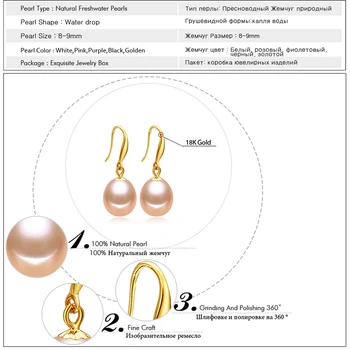 FENASY 18k aukso auskarai pink pearl juvelyrika, Antiallergic 18K tikro Aukso Stud auskarai Moterims, Naujas Mados auskarai 2018