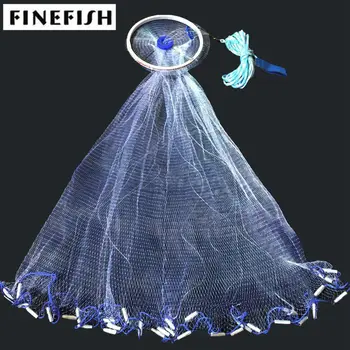 Finefish 2.4-4.8 M Su Spurga ar Be Spurga JAV Su Žiedu Mesti Net Mažų Akių Sugauti Žvejybos Ju Medžioklės Ranka Mesti Tinklo