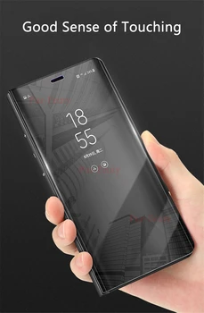 Flip Case for Samsung Galaxy J6 2018 SM J600 J600FN J600FN/DS SM-J600F SM-J600F/DS SM-J600FN Aišku, Veidrodėlis PU Odos Padengti