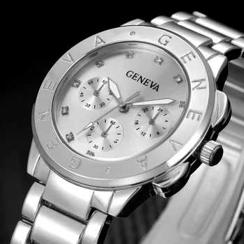 Garsaus Prekės Ženklo Gold Crystal Ženevos Atsitiktinis Kvarco Žiūrėti Moterų Nerūdijančio Plieno Suknelė Laikrodžiai Relogio Feminino Vyrų Laikrodis Karšto