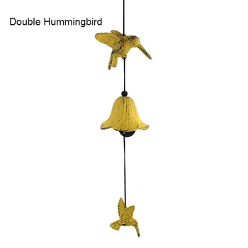 Geležies bell lauko metalo vėjo varpeliais, du kartus hummingbird vaizdingas šventykla dovana pakabukas ornamentu namų dekoracijas aeolian varpai