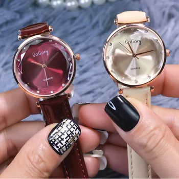 Gogoey Atsitiktinis Moterų Laikrodžiai, Moteriški Laikrodžiai Odinis Dirželis Kvarcas Žiūrėti Ponios Laikrodžiai Reloj Mujer dames horloges montre femme