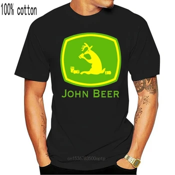 Hip-Hop Sujungimas Trišakis Viršūnes ShirtJohn Alaus John Deer Juokinga Logotipą, T-Marškinėliai, Dydis S Iki 3XL Įgulos Kaklo Nuolat Trumpas