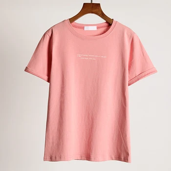 Hirsionsan Laišką Atspausdinta Marškinėliai Moterims Vasaros Korėjos Drabužių Moterims Harajuku Tees O-Kaklo Prarasti Viršūnes Trumpas Rankovės Femme T-Shirt