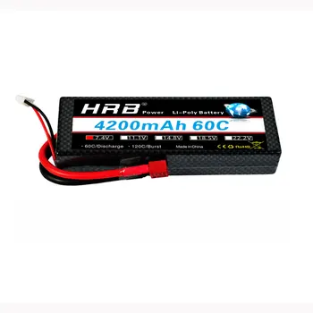 HRB Lipo Baterija 2S 3S 4S 5S 6S 3.7 V, 7.4 V, 11.1 V, 14.8 V 18.5 V 22.2 V 4200MAH 60C 120C Sunku Atveju Traxxas Automobilių 1/10 Masto Automobilių Valtis