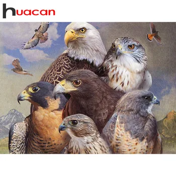 Huacan 5d Diamond Tapybos Naujas Kvadratinių/Apvalių Akmenų Erelis Pilna Deimantų, Siuvinėjimo visą Komplektą Gyvūnų Cirkonio Nuotraukas Namuose