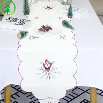 Kalėdų Stalo Dekoravimas ir Tekstilės Kūrybinės siuvinėjimo Santa Claus Stalo Runner Kalėdų Namų ir Sodo Audinio Lentelės Vėliavos