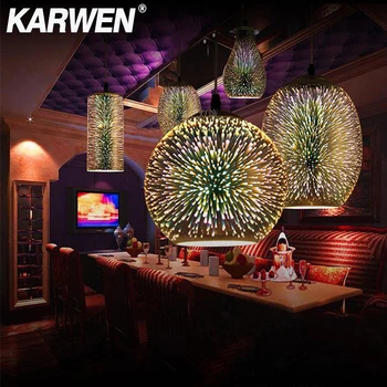 KARWEN Šiuolaikinės 3D Spalvinga Sieniniai šviestuvai Šiaurės Žvaigždėtą Pramonės Kabo Lempa E27 LED Virtuvės Restoranas Kambarį