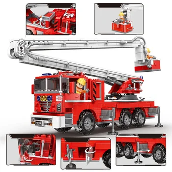 Karšto technics miesto ugniagesiai kėlimo gaisrinės sunkvežimių ss kūrimo bloką Gaisrininkas duomenys surinkti plytų žaislai vaikams dovanos
