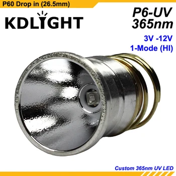 KDLITKER P6-UV UV365nm UV395nm 3V - 12V 1-Režimo UV P60 Drop-in (Dia. 26.5 mm)