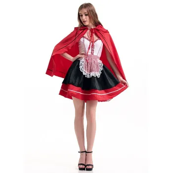 Klasikinis Moterų Mažai Raudona Jojimo Kostiumas Su Gobtuvu Suaugusiųjų Anime Fantasia Cosplay Fantasy Žaidimas Uniformas Helovinas Fancy Dress Šalis