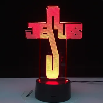 Krikščionių Serijos 3D Lempos Kryžiaus Jėzus Biblijoje Naktį Šviesos Akrilo Plokštės Jutiklinis Nuotolinio Bazę Namų Dekoro Atostogų Dovanos Draugui