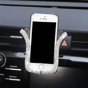 Kristalinis Deimantas Universalus Automobilinis Telefono Laikiklis Bling kalnų krištolas, Automobilių Oro Angos Kalno Stovi Mobilųjį Telefoną, GPS Laikiklis iPhone Samsung
