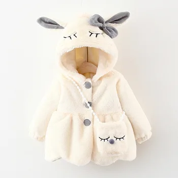 Kūdikių žiemą šiltas kailis vaikų padirbtų kailių paltai mergina animacinių filmų vilnos megztinis kūdikių animacinių filmų medvilnės šiltas kailis 1-3 metai