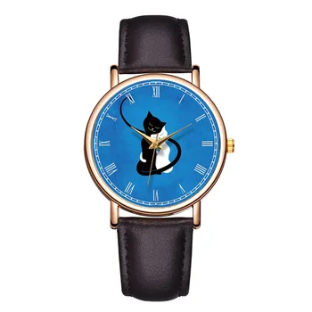 Laikrodžiai Mens 2020 Atsitiktinis Cute Kačių Dial Watch Vyrų Kvarciniai Laikrodžiai Odinis Dirželis Laikrodis Moterims, Vyrams Unisex Laikrodis Relogio Masculino