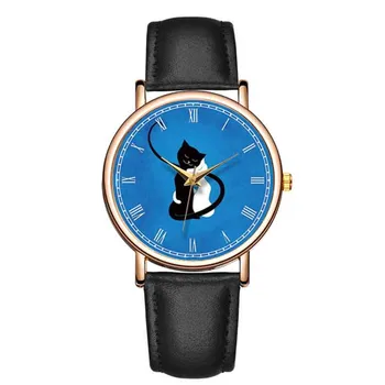 Laikrodžiai Mens 2020 Atsitiktinis Cute Kačių Dial Watch Vyrų Kvarciniai Laikrodžiai Odinis Dirželis Laikrodis Moterims, Vyrams Unisex Laikrodis Relogio Masculino
