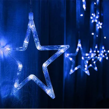 LED Eilutės Žibintai Pentagram Star Užuolaidų Šviesos Pasakų Vestuvių, Gimtadienio, Kalėdų Apšvietimo Patalpų Apdailos Lemputė 220V IP44