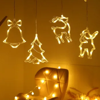 LED siurbtukas Šviesos 3D Durų Ir Langų Senelis Briedžių Varpai Kalėdų Šviesos LED String Žibintai Snaigės siurbtukas Šviesos