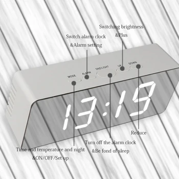 Led Veidrodis, Žadintuvas, Skaitmeninis Atidėti Stalo Laikrodis Su Termometru USB Įkrovimo Didelių Elektroninių Daugiafunkcis Ekranas