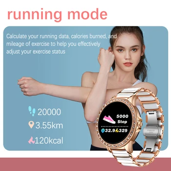 LIGE Naujas Smart Watch Širdies ritmas, Kraujo Spaudimas Informacija Priminimas Sporto Vandeniui Smart Watch Moterų Keramikos Dirželis Smartwatch