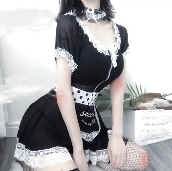 Lolita Saldus Tarnaitė Suknelė Moterų Anime Cosplay Kostiumai, Apatinis Trikotažas Nėrinių Babydoll Japonijos Mielas Mokyklos Mergina Kostiumas Maid Apranga