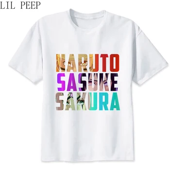 Mados Japonų Anime Marškinėliai Vyrams Naruto Sasuke Sakura Juokingas Animacinių filmų marškinėliai Atsitiktinis, Kietas Streetwear Marškinėlius Pora Viršų Tee Vyriška