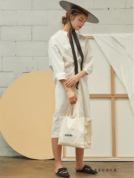 Mados moterų maišas dizaineris mažų pečių maišą kryžiaus įstaiga aukštos kokybės smėlio spalvos drobė moteris krepšiai
