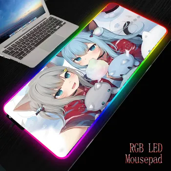 Mairuige Japonų Anime Mergina Didelis RGB LED apšvietimo Gaming Mouse Pad Klaviatūros Mygtukai Stalas Kilimėlis Lentelė Kilimėlis Laptop Notebook XXL