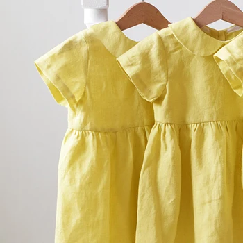 Medvilnės, Lino lėlės apykaklės baby princess dress 2020 naujas mergaičių drabužių pavasario ir vasaros short-sleeve dress TZ01