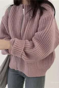 Megztinis Moterų Nauja Rudens / Žiemos 2021 Retro Japonų Stiliaus Purus Ir Švelnus Vėjas Tingus Dėvėti Megzti Megztinis Švarkas