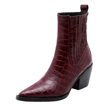 MEMUNIA 2020 karšto pardavimo moterų batai pažymėjo tne paslysti ant rudens žiemos aukštakulnius batus, mados Vakarų kaubojus batai moteriška