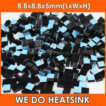 MES HEATSINK 100vnt/daug Aliuminio Heatsink 8.8x8.8x5mm Su 3M 8810 šilumai Laidžios Lipni Juosta Aušinimo RAM IC Žetonų