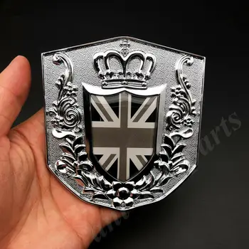 Metalas Chrome Sąjungos Jack JK Vėliavos Royal Crown Automobilio Priekinės Grotelės Logotipas Ženklelis