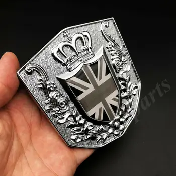 Metalas Chrome Sąjungos Jack JK Vėliavos Royal Crown Automobilio Priekinės Grotelės Logotipas Ženklelis