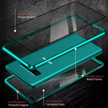 Metalo Magnetinių Grūdintas Stiklas Privatumo Telefono dėklas Samsung Galaxy S10 S8 S9 Plus Magnetas Apsauginis Dangtelis Skirtas Samsung S10 Plius