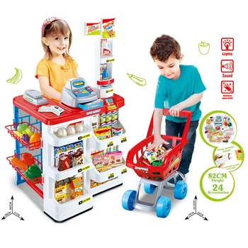 Modeliavimo Prabangių Prekybos Centrų Nustatyti Kasos Pirkinių Krepšelį Merginos Apsimesti Žaisti Žaislai Vaikas Švietimo Žaislai