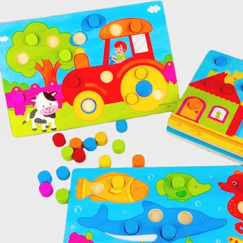 Montessori Mediniai Žaislai, Tangram/Dėlionės Valdybos Cartoon Pjūklelis Dėlionės Ankstyvasis ugdymas švietimo, vaikų žaislai vaikiška