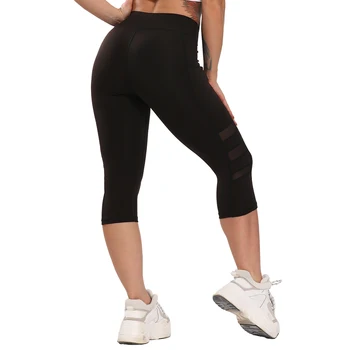 Moteris sporto legging slim kvėpuojantis capri push up fitneso veikia jogos kelnės mados siūlėmis sporto kelnės