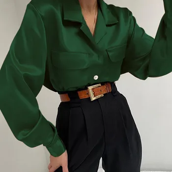 Moterų Atlasas Viršūnes ir Palaidinės 2021 Celmia Vintage Marškinėliai Plius Dydis S-5XL Atsitiktinis Palaidų Atvartas, Marškiniai, Elegantiškas Šalis Blusas Femininas