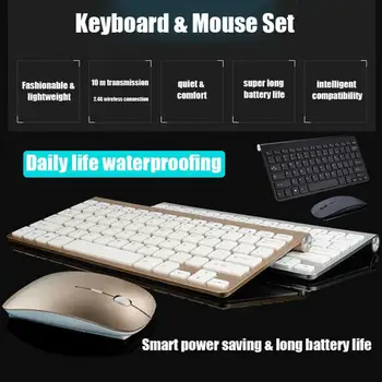 Naujas 2.4 GHz Super Slim Wireless Keyboard Mouse Combo Kit Rinkinys, Skirtas PC Nešiojamas 