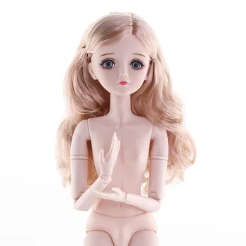 Naujas 60cm 21 Kilnojamojo Sąnarių BJD Lėlės 3D Akis Moterų Naked Nude BJD Doll Kūno Batai 
