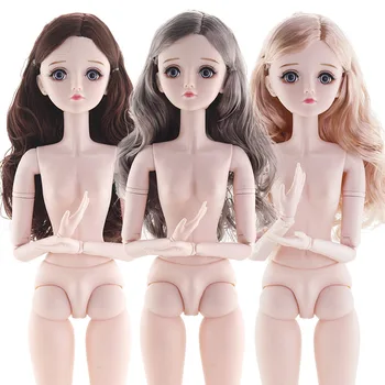 Naujas 60cm 21 Kilnojamojo Sąnarių BJD Lėlės 3D Akis Moterų Naked Nude BJD Doll Kūno Batai 