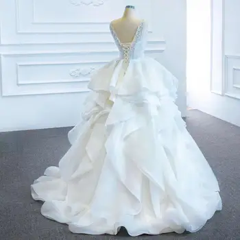 Naujas Organza Kamuolys Suknelė Vestuvių Suknelė 2020 Pakopų Suknelė Karoliukai Blizgučiais Nuotakos Vestuvių Suknelė Valymo Traukinio Nėriniai Atgal