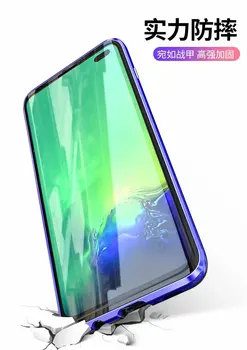 Nauji mobiliojo Telefono dėklas Samsung S8 S9 S10 S20 E 5G Pastaba 8 9 10 Pro Plus Padengti Metalo Abiejų pusių Stiklo 360 Apsaugos atsparus smūgiams