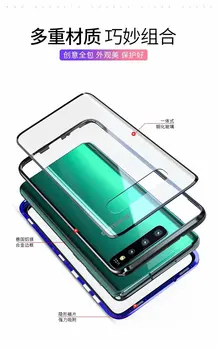 Nauji mobiliojo Telefono dėklas Samsung S8 S9 S10 S20 E 5G Pastaba 8 9 10 Pro Plus Padengti Metalo Abiejų pusių Stiklo 360 Apsaugos atsparus smūgiams